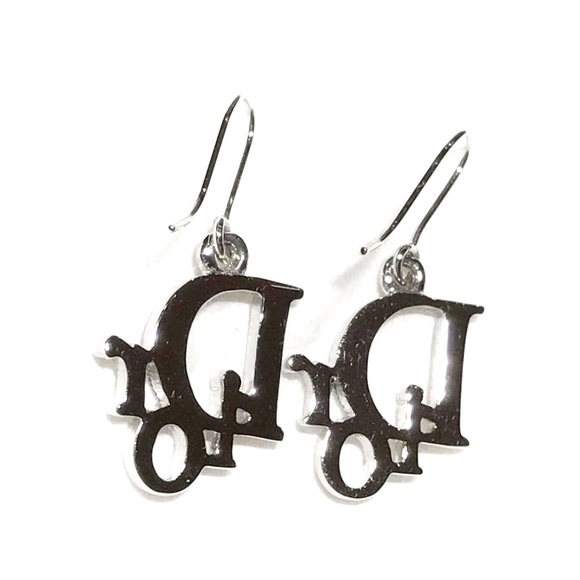 SOLD 🎉 VINTAGE DIOR Silver Dangle Earrings Oblique Swarovski Rhinestones - Picture 5 of 6